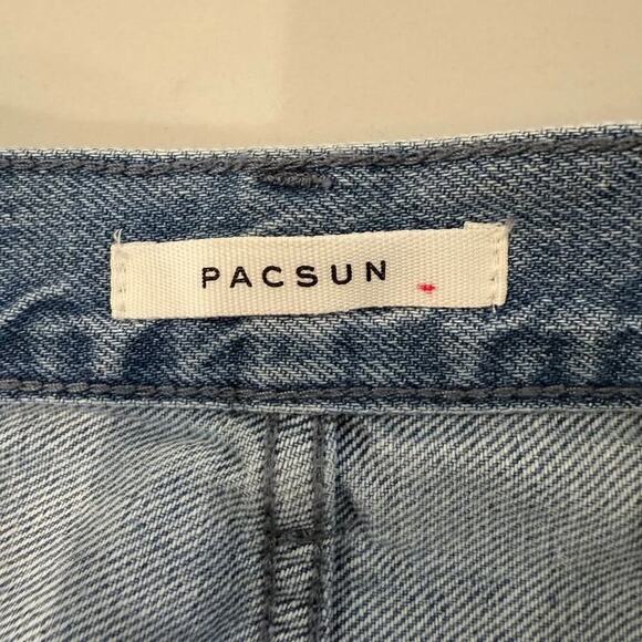 PacSun Eco Medium Blue Frayed High Waisted Bootcut Jeans Women's 26 Button Fly - Picture 5 of 10